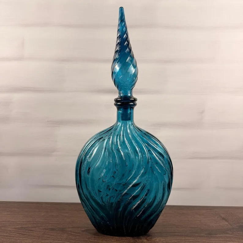 Teal Swirl Optic Decanter